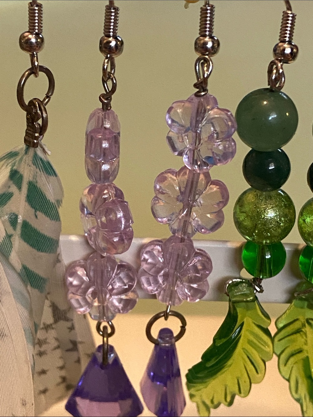 Handmade Delicate Purple Floral Bead Dangle Earrings - Women Jewelry